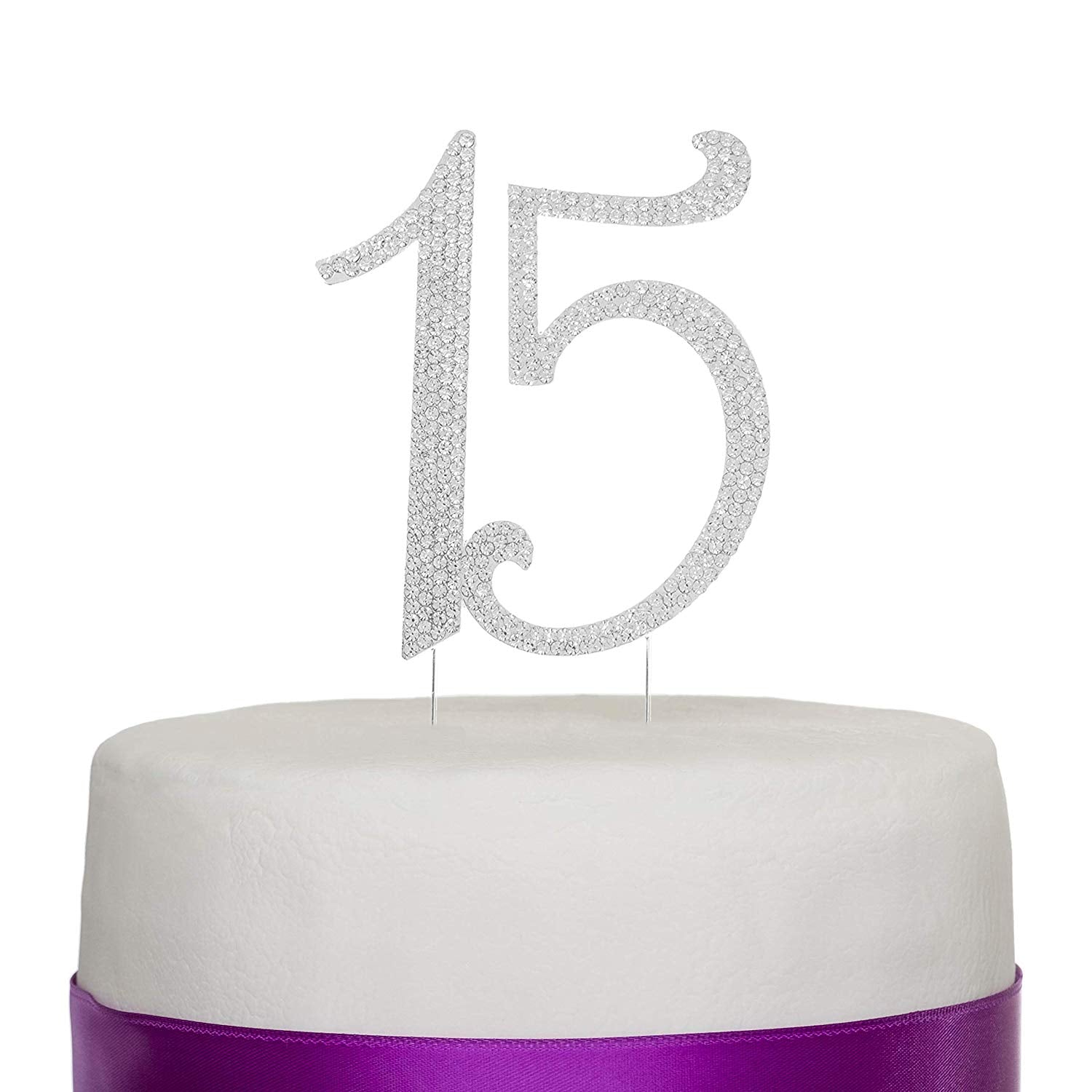 15 Cake Topper - Silver