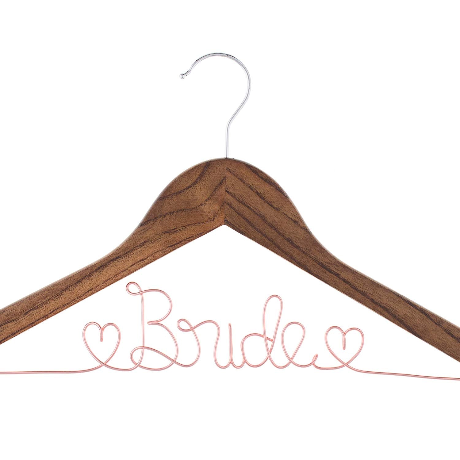 Bride Wedding Dress Hanger - Antique Brown with Rose Gold Wire Bride Wedding Dress Hanger - Antique Brown with Rose Gold Wire