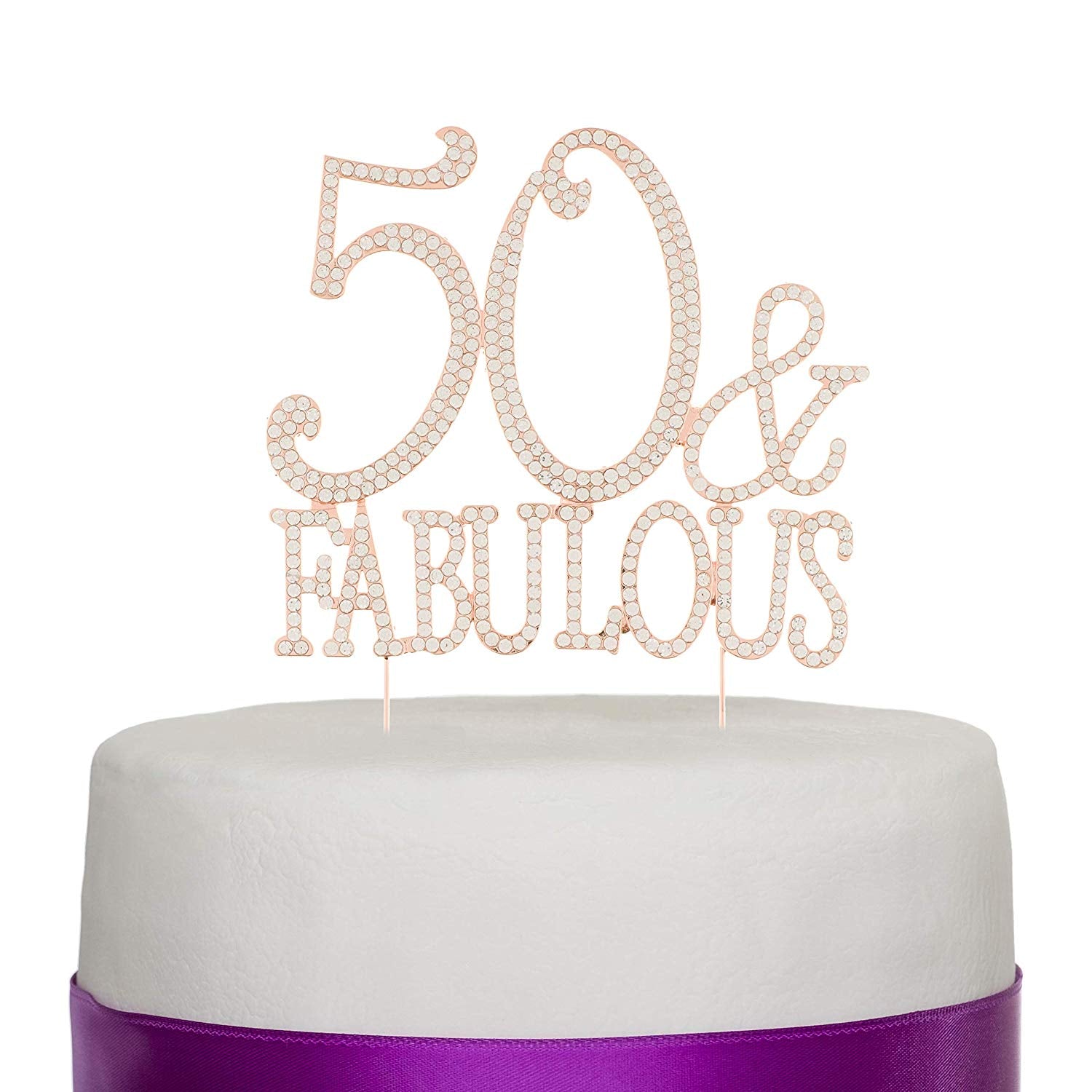 50 & Fabulous Cake Topper - Rose Gold