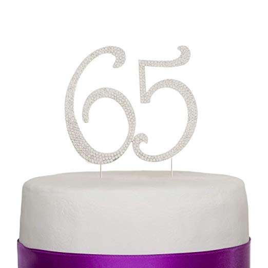 65 Cake Topper - Silver