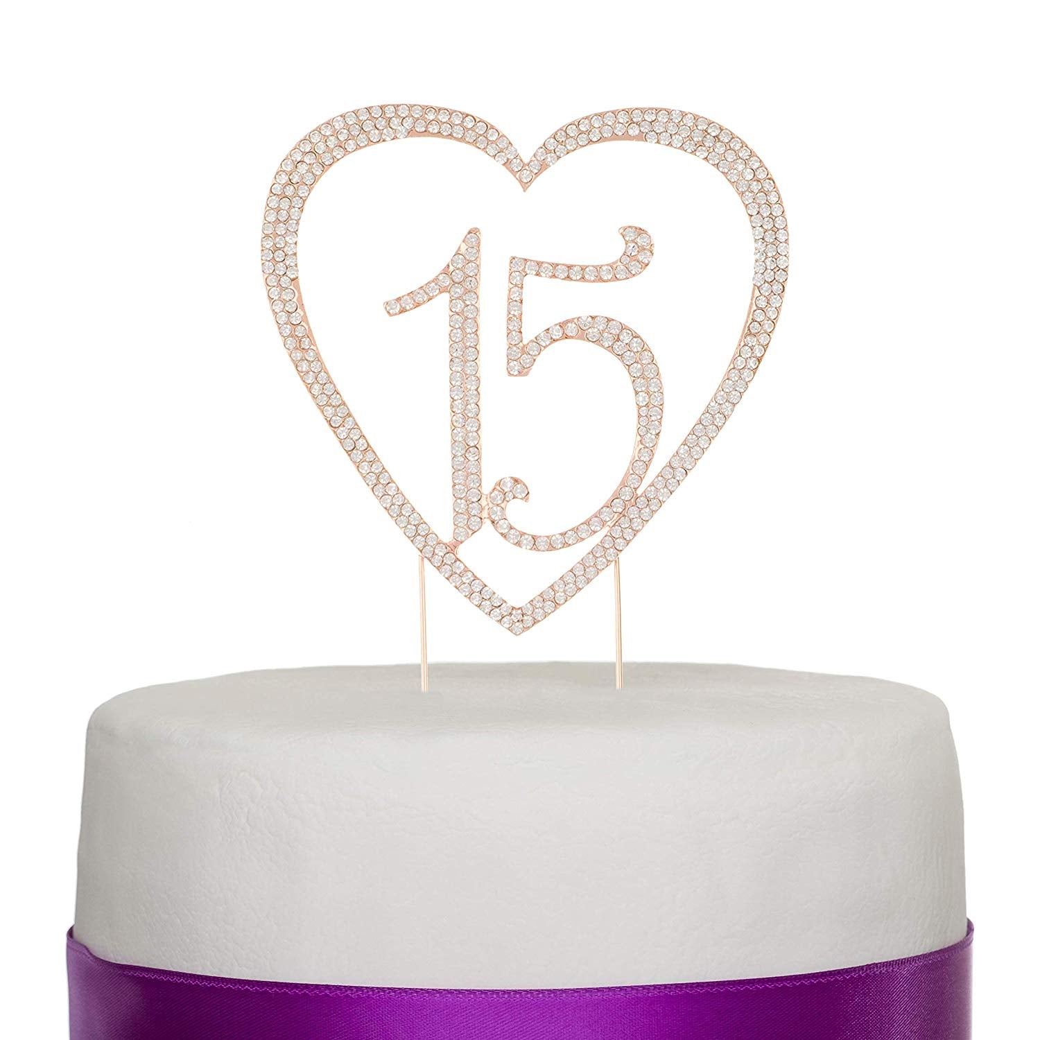 15 Heart Cake Topper - Rose Gold