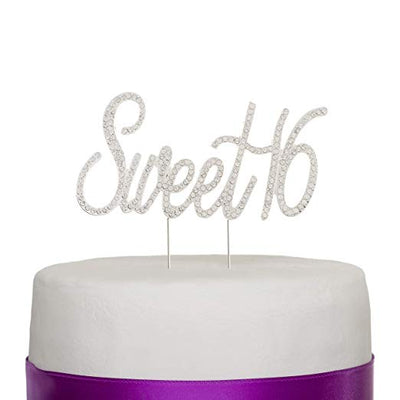 Sweet 16 Cake Topper - Silver Words