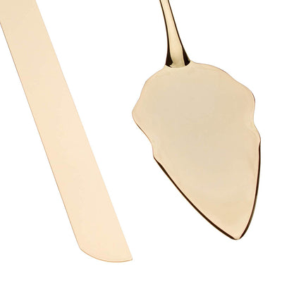 Wedding Cake Knife & Server Set - Engravable Elegant Light Gold