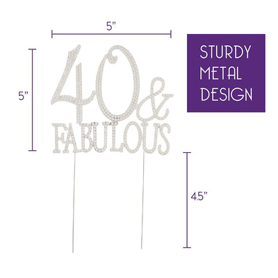 40 & Fabulous Cake Topper - Silver