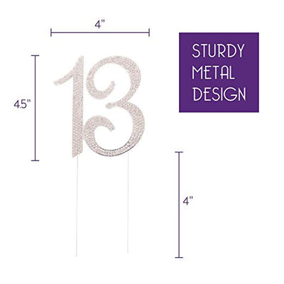 13 Cake Topper - Silver