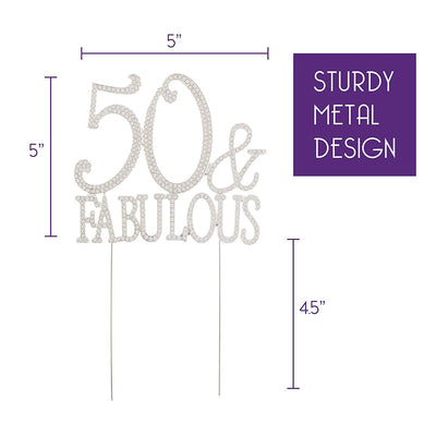 50 & Fabulous Cake Topper - Silver