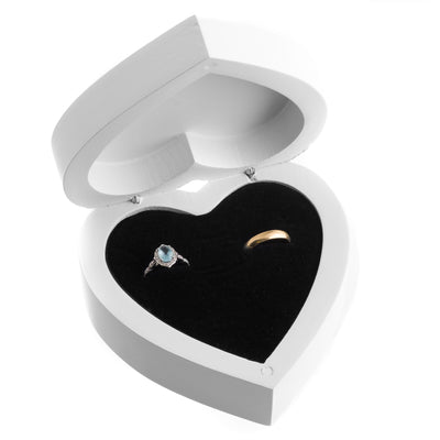 Mr & Mrs Ring Box - White & Black Heart