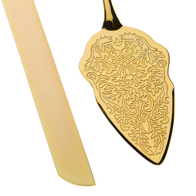 Wedding Cake Knife Server Set Elegant Gold Vintage Filigree Ella Celebration