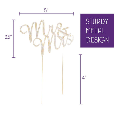 Mr & Mrs Cursive Cake Topper - Gold