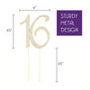 Gold Sweet Sixteen 16th Birthday Cake Topper – Rhinestone Sparkle Decoration