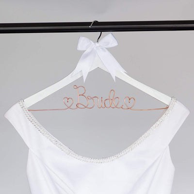 Bride to Be Wedding Dress Hanger (White with Rose Gold Wire)