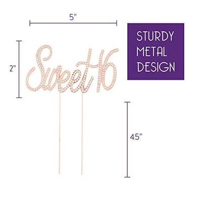 Sweet 16 Cake Topper - Rose Gold Words