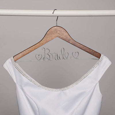 Bride Wedding Dress Hanger - Antique Brown with Silver Wire