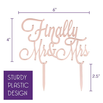 Finally Mr & Mrs Acrylic Cake Toper - Rose Gold