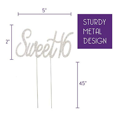 Sweet 16 Cake Topper - Silver Words