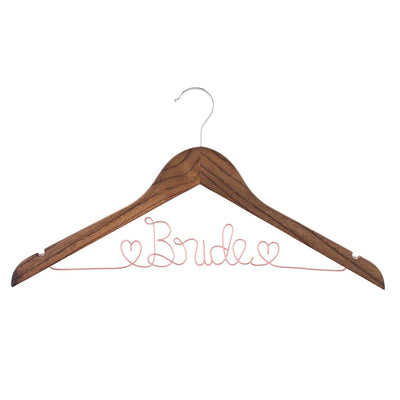 Bride Wedding Dress Hanger - Antique Brown with Rose Gold Wire