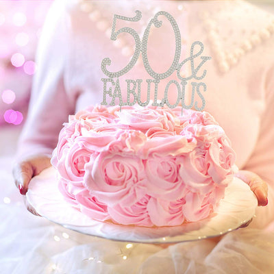 50 & Fabulous Cake Topper - Silver