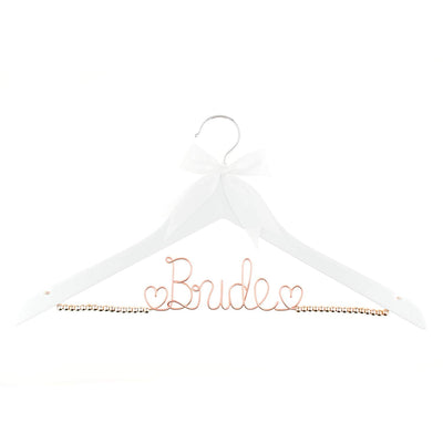 Bride Wedding Dress Hanger - White with Rose Gold Beads