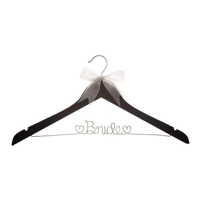 Bride Wedding Dress Hanger - Black with Silver Wire