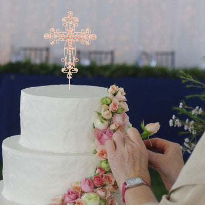 Cross Cake Topper - Rose Gold