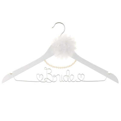 Bride Wedding Dress Hanger - White with Silver, Flower and Pearls