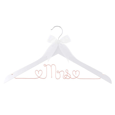 Mrs Wedding Dress Hanger - White with Rose Gold Wire