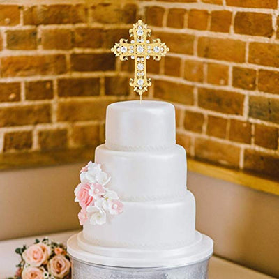 Cross Cake Topper - Elegant Gold