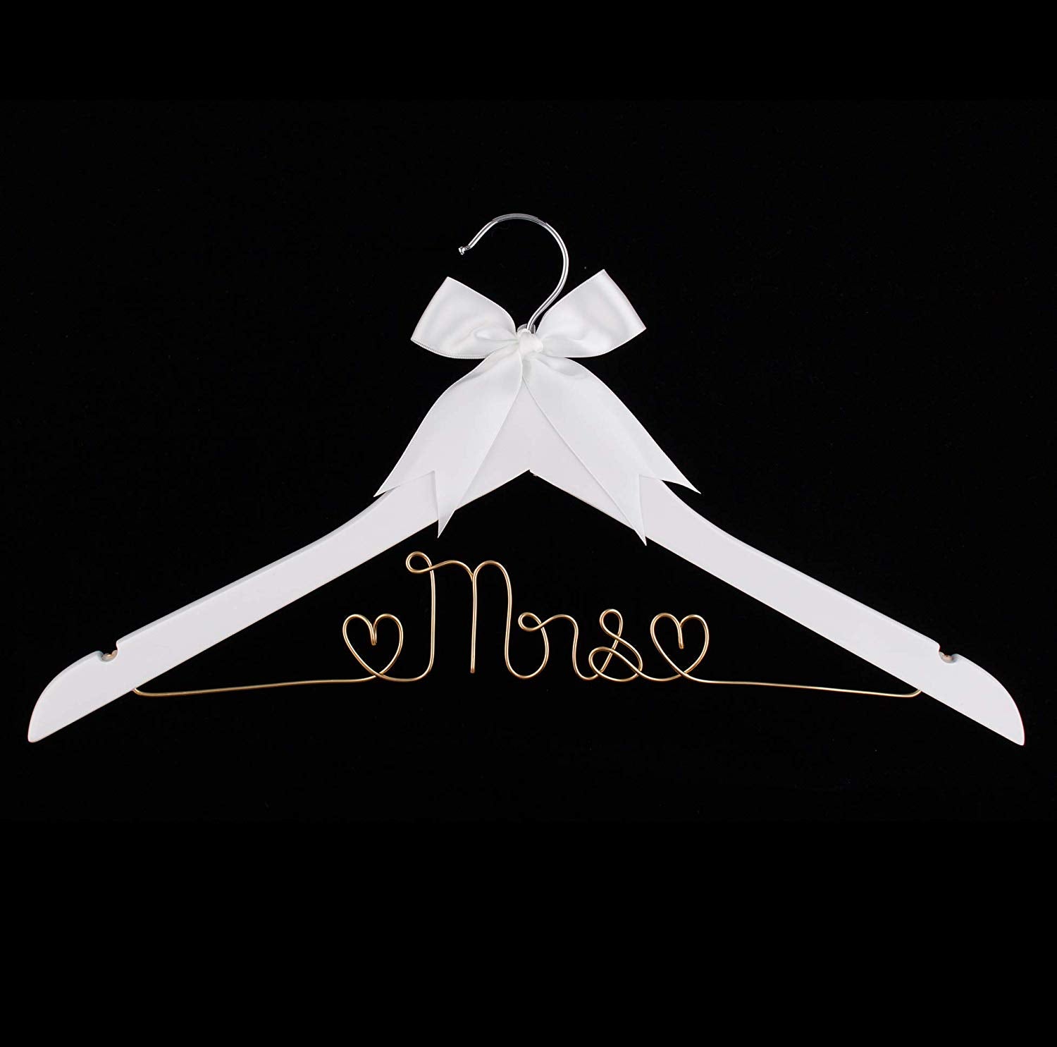 Mrs Wedding Dress Hanger - White with Light Gold Wire Mrs Wedding Dress Hanger - White with Light Gold Wire