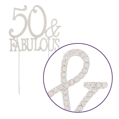 50 & Fabulous Cake Topper - Silver