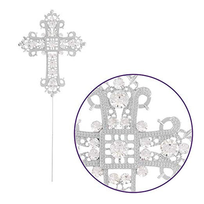 Cross Cake Topper - Elegant Silver