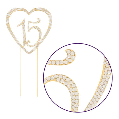 15 Heart Cake Topper - Gold