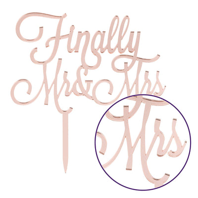 Finally Mr & Mrs Acrylic Cake Toper - Rose Gold