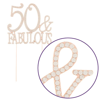 50 & Fabulous Cake Topper - Rose Gold