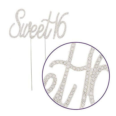 Sweet 16 Cake Topper - Silver Words