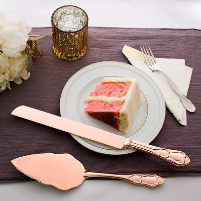 Set of 2 Galaxy Rose Gold Knife and Server Set