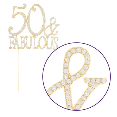 50 & Fabulous Cake Topper - Gold