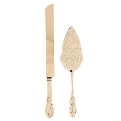 Wedding Cake Knife & Server Set - Elegant Light Gold