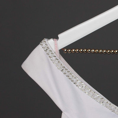 Bride Wedding Dress Hanger - White with Rose Gold Beads
