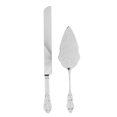 Wedding Cake Knife & Server Set - Elegant Silver