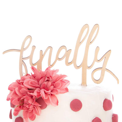 Finally Wooden Cake Topper - Cursive