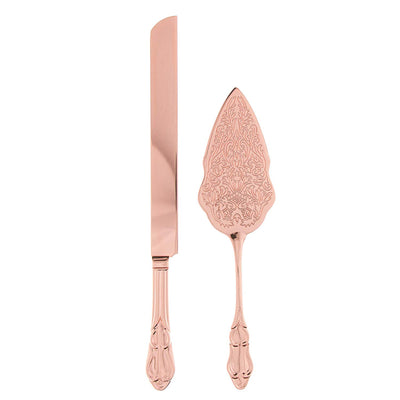 Wedding Cake Knife & Server Set - Elegant Rose Gold