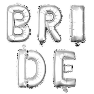 BRIDE Non-Floating Letter Balloons - 13 Inch Silver