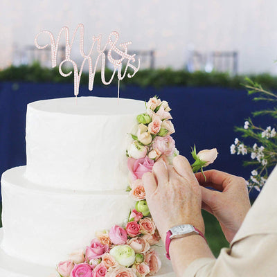 Mr & Mrs Cursive Cake Topper - Rose Gold