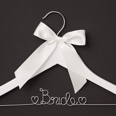 Bride Wedding Dress Hanger - White with Silver