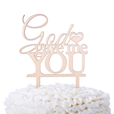 God Gave Me You Wooden Wedding Cake Topper