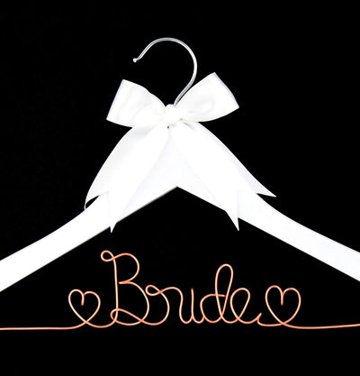 Bride to Be Wedding Dress Hanger (White with Rose Gold Wire)