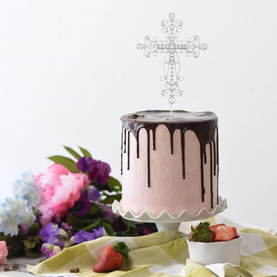 Cross Cake Topper - Silver