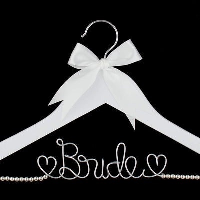 Bride Wedding Dress Hanger - White with Silver Beads