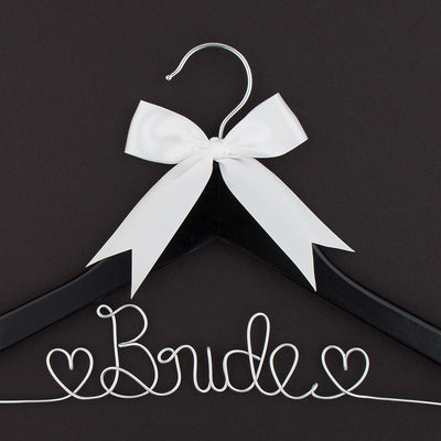 Bride Wedding Dress Hanger - Black with Silver Wire