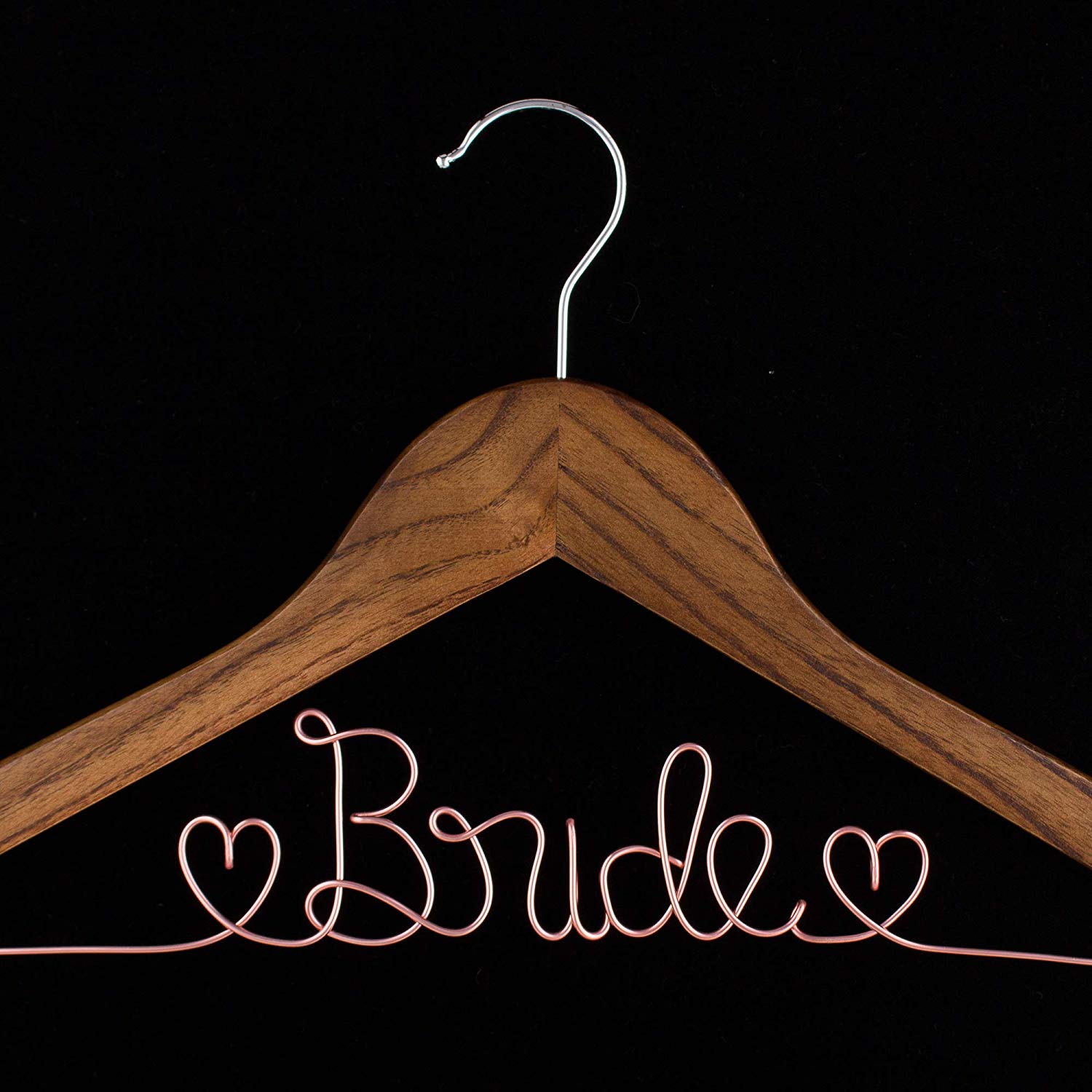 Bride Wedding Dress Hanger - Antique Brown with Rose Gold Wire Bride Wedding Dress Hanger - Antique Brown with Rose Gold Wire